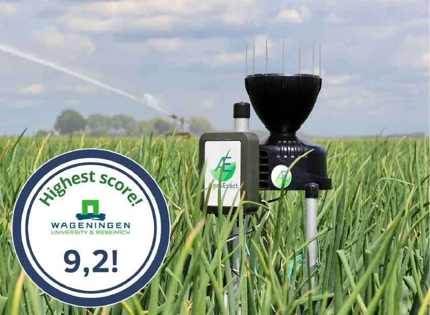 AtmoExact weerstation in het veld, als beste getest door Wageningen University & Research